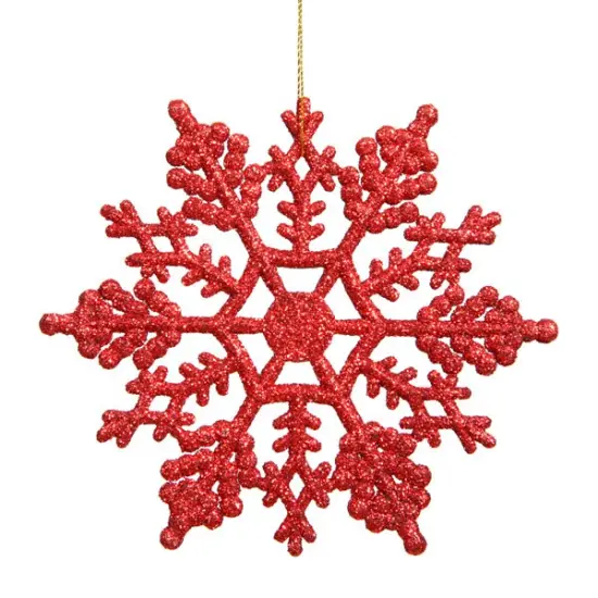 Northlight Glitter Snowflake Christmas Ornaments - 4" - Red - 24ct {1}