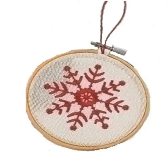 Roman Embroidered Snowflake Hoop Loom Christmas Ornament - 4.5" White {1}