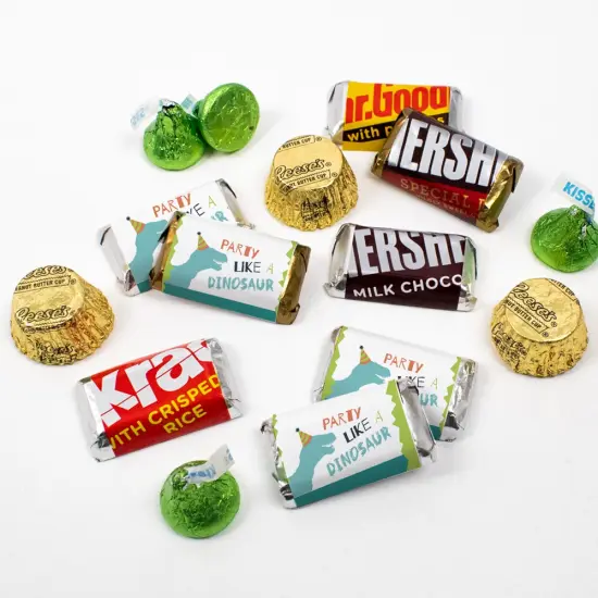 200 pcs Dinosaur Kid's Birthday Candy Party Favors Hershey's Chocolate Kit (3 lb, Approx. 200 Pcs) - By Just Candy {1}