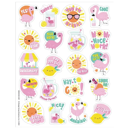 Flamingo Strawberry Lemonade Scented Stickers, 80 Per Pack, 6 Packs {2}