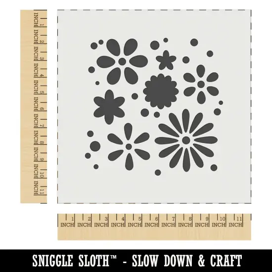 Sweet Geometric Flowers and Dots Seamless Repeating Pattern Wall Cookie DIY Craft Reusable Stencil {1}