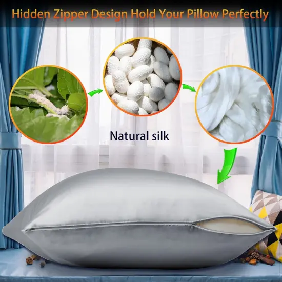 Mulberry Silk Pillowcase 2 Pack Standard Size For Hair and Skin {2}