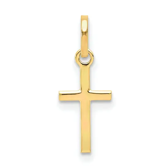 14K Yellow Gold Cross Charm Pendant Religious Jewelry 19 X 8mm {1}