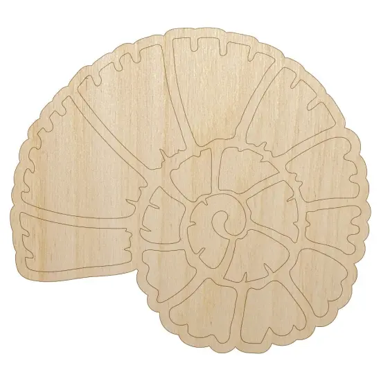 Spiral Ammonite Fossil Marine Mollusk Unfinished Wood Shape Piece Cutout for DIY Craft Projects {7}
