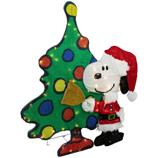 Northlight LED Lighted Peanuts Snoopy and Christmas Tree Outdoor Decoration - 32" Green {4}