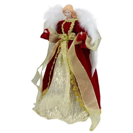 Northlight 14" Red and Gold Traditional Angel Christmas Tree Topper - Unlit {5}