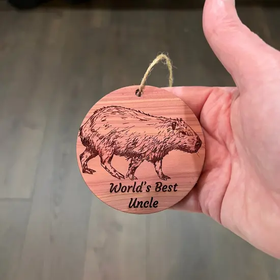 Worlds Best Uncle Capybara - Cedar Ornament {4}