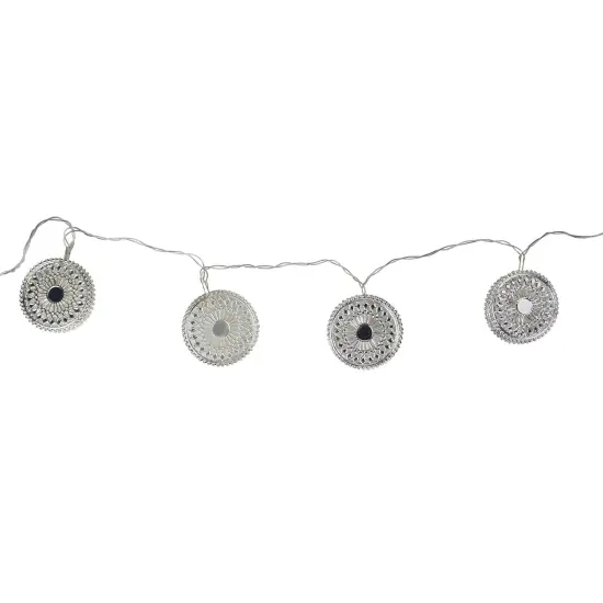 Midwest Dream Catcher Disk Christmas Lights -Silver - 68ft Clear Wire - 10ct {1}