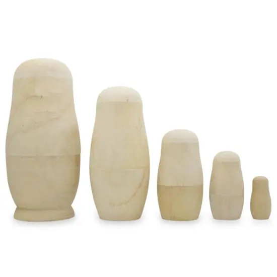 Set of 5 Unfinished Wooden Nesting Dolls DIY Craft Blanks for Painting 6 Inches {1}