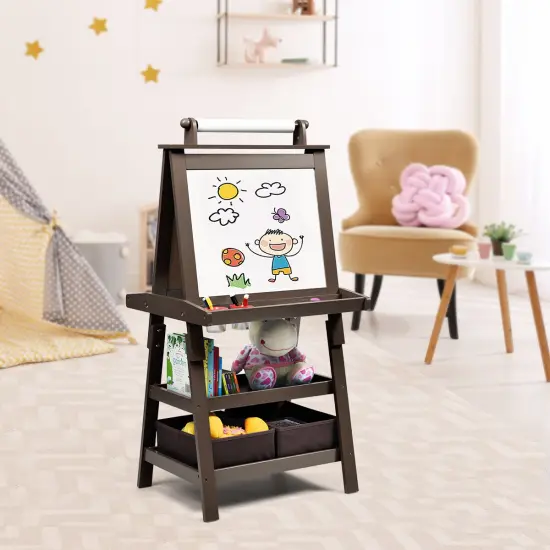 3 in 1 Double-Sided Storage Art Easel Coffee {2}