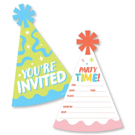 Big Dot of Happiness Party Time - Shaped Fill-In Invitations - Happy Birthday Party Invitation Cards with Envelopes - Set of 12 {1}