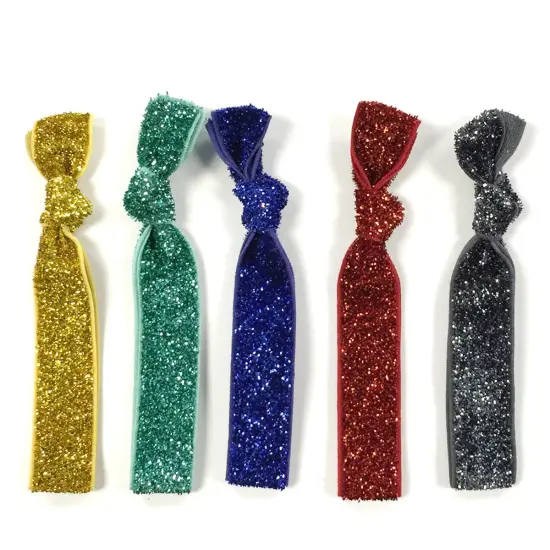 Wrapables Colorful Hair Ties Ponytail Holders (Set of 5) Rainbow Glitter {1}