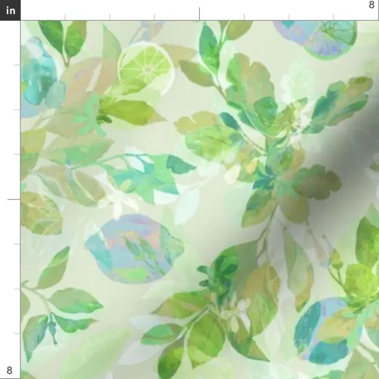 Various Fabrics by the Yard or Fat Quarter Lemon Green Blue Yellow Nature Citrus Leaves Custom Printed Fabric by Spoonflower {4}