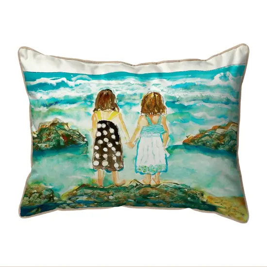 Betsy Drake Twins On Rocks Children Extra Large 20 X 24 Indoor / Outdoor Pillow {1}