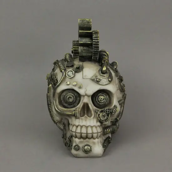 Steampunk Gear Head Skeleton Skull Figurine Decorative Punk Home Decor Sculpture {4}
