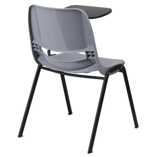 Emma and Oliver Ergonomic Shell Chair with Left Handed Flip-Up Tablet - Tablet Arm Desk Gray {5}