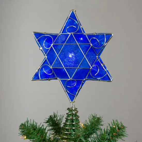 Kurt Adler Blue and Gold Colored Hanukkah Star LED Tree Topper 11.5" {6}