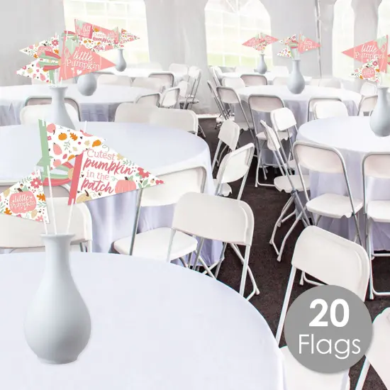 Big Dot of Happiness Girl Little Pumpkin - Triangle Fall Birthday Party or Baby Shower Photo Props - Pennant Flag Centerpieces - Set of 20 {3}