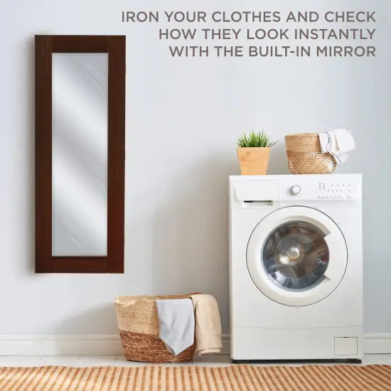 Ivation Foldable Ironing Board Cabinet, Wall-Mount With Mirror Walnut Brown {6}