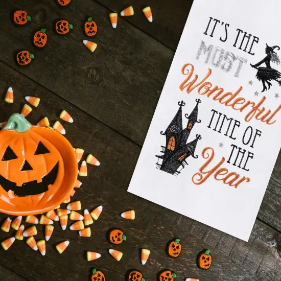 It's The Most Wonderful Time Of The Year Halloween Flour Sack Kitchen Towel {4}