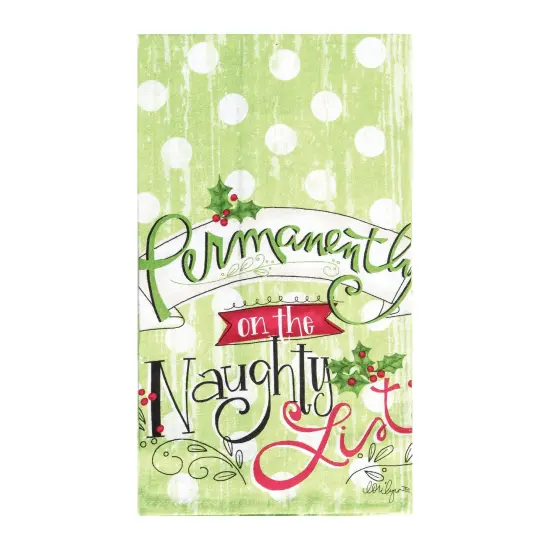 On The Naughty List Printed Flour Sack Kitchen Towel Dishtowel {1}