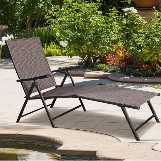 Costway Pool Chaise Lounge Chair Recliner Outdoor Patio Furniture Adjustable {2}