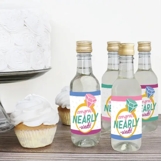 Big Dot of Happiness Just Engaged - Colorful - Mini Wine and Champagne Bottle Label Stickers - Engagement Favor Gift for Women and Men - Set of 16 {4}