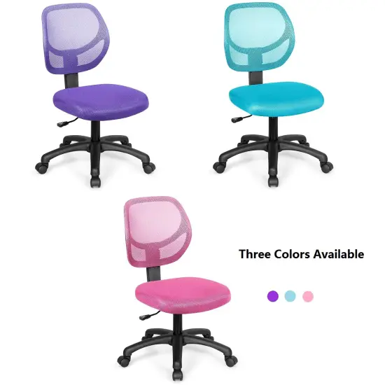 Costway Mesh Office Chair Low-Back Armless Computer Desk Chair Adjustable Height BluePinkPurple {7}