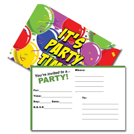 Balloon Party Postcard Invitations | Plastic wrapped 4 x 6 | RAHEEV&reg; {2}