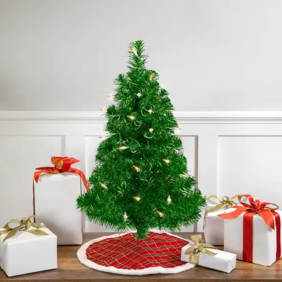 Northlight 2' Pre-Lit Paradise Lime Green Tinsel Pine Artificial Christmas Tree - Clear Lights {1}