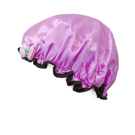 Wrapables Fun and Novelty Double Layer Waterproof Shower Caps for Kids (Set of 2) Precious Bow {3}