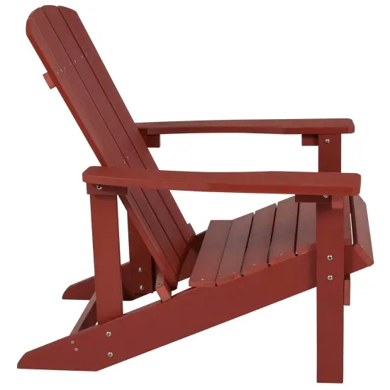 Emma and Oliver 2 Pack Outdoor All-Weather Poly Resin Wood Adirondack Chairs Red {5}