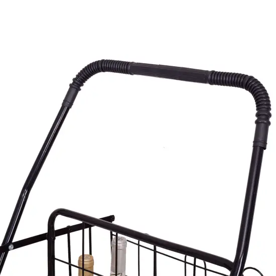 Costway Folding Shopping Cart Jumbo Basket Grocery Laundry Travel w/ Swivel Wheels, Black {6}