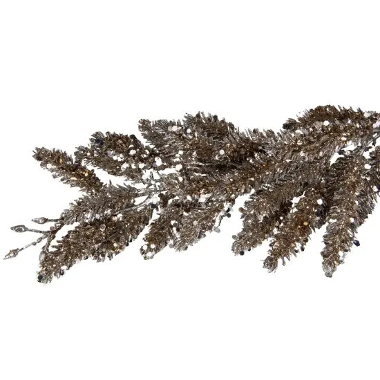 Northlight 48" Champagne Glitter Hanging Pine Christmas Spray Gold {3}