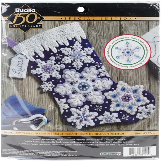Bucilla Felt Stocking Applique Kit 18" Long-Sparkle Snowflake {1}