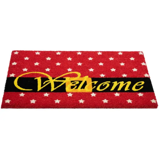 Northlight Red and Black Santa Suit Buckle "Welcome" Coir Christmas Outdoor Doormat 18" x 30" {7}