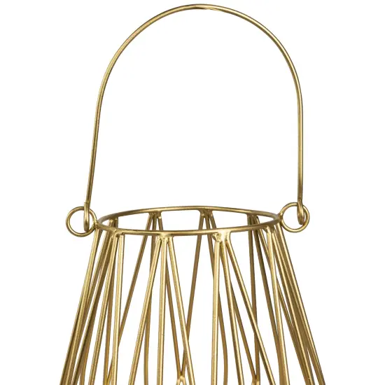 Northlight Basket Style Iron Pillar Candle Holder - 9.5" - Gold Finish {7}