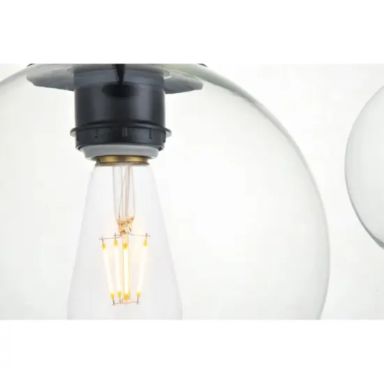 Baxter 3 Lights Black Pendant With Clear Glass {5}