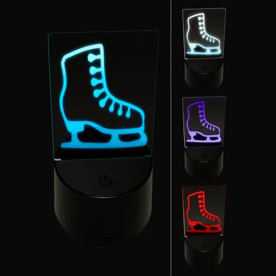 Ice Skating Figure Skates 3D Illusion LED Night Light Sign Nightstand Desk Lamp {1}