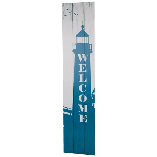 Northlight Weathered Lighthouse "Welcome" Porch Board Sign Decoration - 35.75" Blue {5}