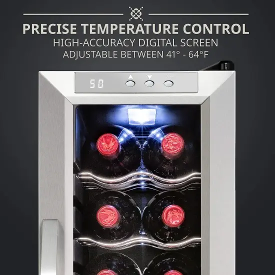 Ivation Stainless Steel Wine Cooler, Large Freestanding Wine Fridge with Lock {5}