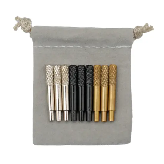 WE Games Machined Metal Cribbage Pegs in Velvet Pouch - Set of 9 (Brass, Silver & Black) {2}