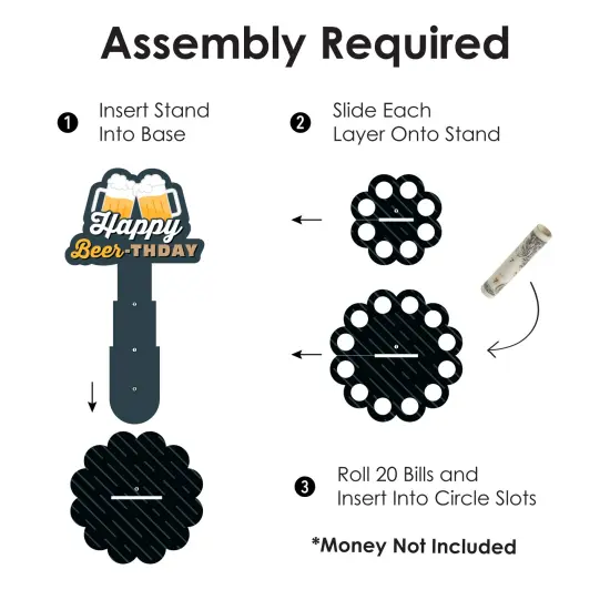 Big Dot of Happiness Cheers and Beers Happy Birthday - DIY Birthday Party Money Holder Gift - Cash Cake {6}