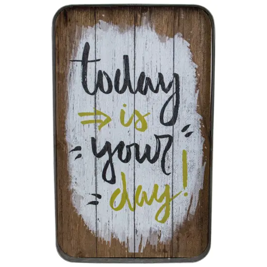 Tii Collections 15.75" Black and Yellow Metal Today is Your Day Hanging Sign Brown {1}