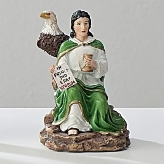 Roman St. John with Eagle and Chalice Figurine - 3" Green {1}