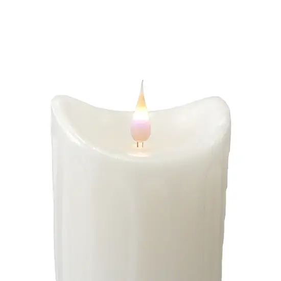 Melrose 9" Battery Operated Solid White Flameless LED Pillar Candle with Moving Flame {3}