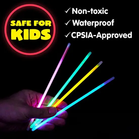 JOYIN 200 Pcs Glow Sticks Bulk 8" Glowsticks, Glow Stick Bracelets Necklaces, Glow in the Dark Neon Party Supplies, Easter, Christmas, Halloween Party Supplies Pack, Football Party Supplies {4}