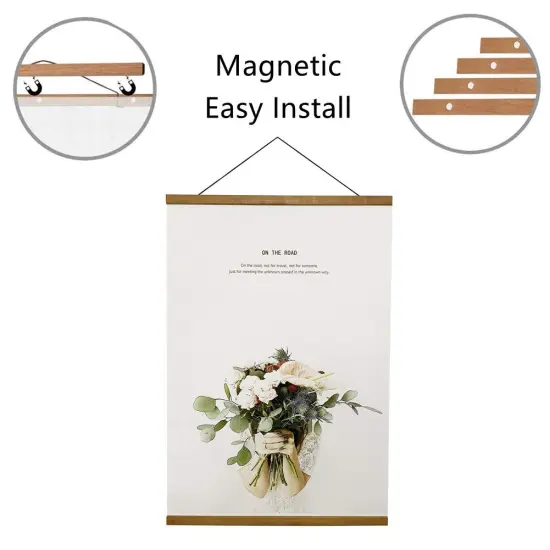 Miaowater Magnetic Poster Frame Hanger,8x10 8x12 8x18 Light Wood Wooden Frames Hangers for Photo Picture Art Canvas Print Artwork Wall Hanging Teak Wood 8'' {5}