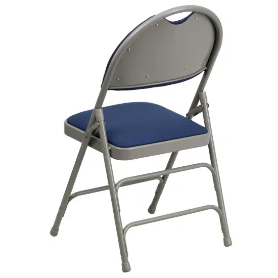 Emma and Oliver 2 Pack Home & Office Easy-Carry Party Events Padded Folding Chair NavyFabric/GrayFrame {4}