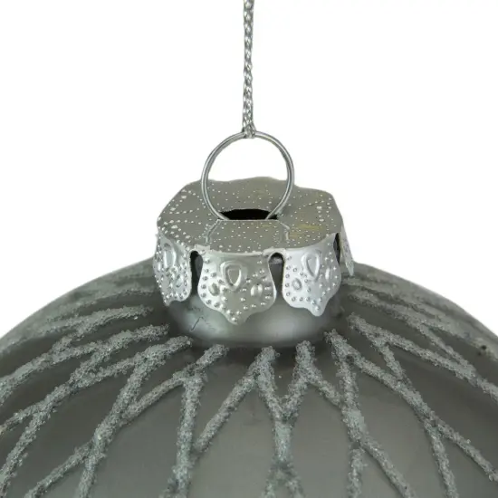 Northlight 4" Gray Diamond Pattern Christmas Ball Glass Ornament {4}